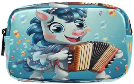 Blauer Süßer Einhorn-Cartoon Federmäppchen Federtaschen Mäppchen Große Kapazität Schlamperbox Kosmetik Make-up Tasche für Jungen Mädchen Schule Schüler