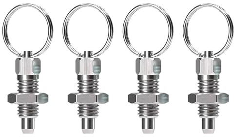 4 x Federstößel mit Zugring, Edelstahl M6 x 1 Gewinde, Ziehringe, nicht verriegelnder, einziehbarer Indexkolben für industrielle Ausrüstung