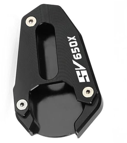 LMNMY Parkständer CNC-Aluminium-Ständerfuß-Seitenständer-Verlängerungspolster-Stützplatte Zur Vergrößerung des Motorradständers Für Suzuki SV650X 2018-2020 2021 2022 2023(Nero)