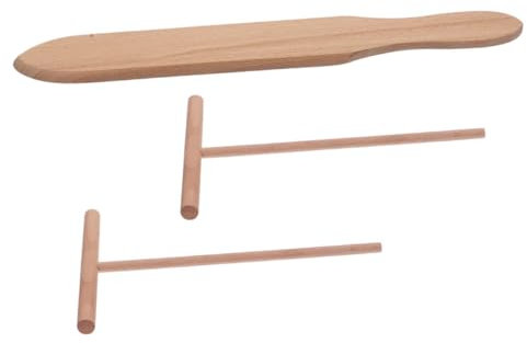 MAGICLULU Wooden Crepe Spreaders and Pancake Spatulas Set, 3pcs Kitchen Tool Kit with Small Wood Spatula and Two 12cm Beech T-shaped Spreaders, Household Crepe Maker Supplies for Baking and Cooking