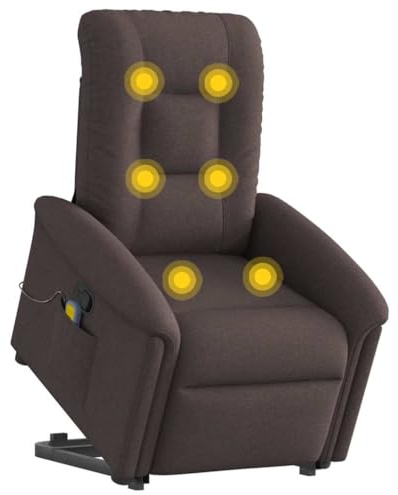 vidaXL Massagefåtölj med uppresningshjälp mörkbrun tyg