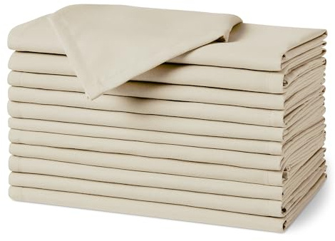 Amazon Basics Reusable Stain and Wrinkle Resistant Cloth Napkins, 17 x 17 inches, Beige, 12-Pack