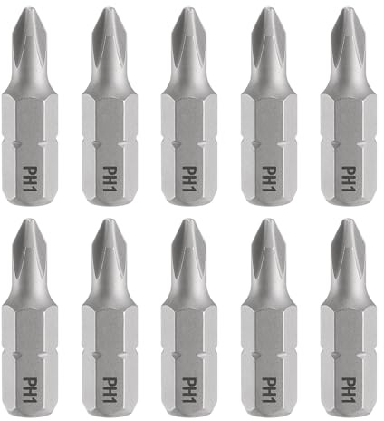 sourcing map 10pcs PH1 Phillips Screwdriver Bit 1/4 Hex Shank 25mm/1 Length Magnetic Cross Head S2 Steel Screw Driver Bit