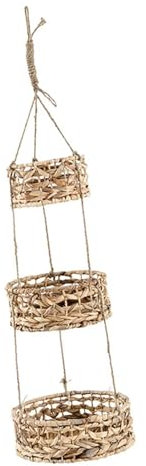 3 Tier Suspending Basket for Kitchen - Fruit Basket Hanging Stand | Woven Wall Planter Basket for Indoor Outdoor, Modern Boho Plant Holder Organizer Portable for Home Decor Wall Organizing