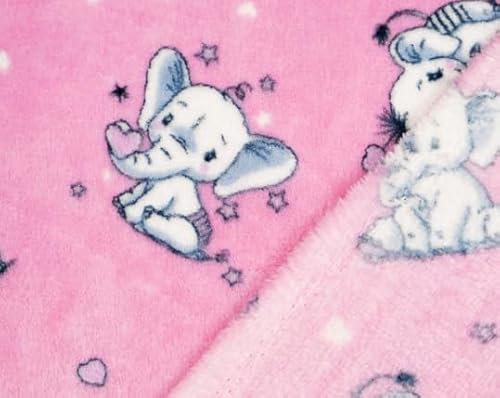 PinkZebra Puppendecke für Puppenbett, Decke 40 x 50 cm für Puppenwagen, weiche Decke für Kuscheltiere & Puppen von 28 bis 48 cm, kuschelige Überwurfdecke, Fleecedecke flauschig, Elefant