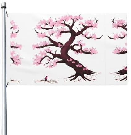 Cherry Blossoms Tree Printed double-sided flag (36x60 inches), large garden flag, festive outdoor decoration flag
