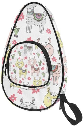 VAPOKF Housse pour raquette de tennis de table, motif lama et cactus, sac de raquette de ping-pong avec pochette pour 4 à 5 balles