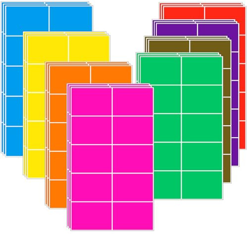 MOTIBACK 240 stycken färgade klistermärken, 8 färger, 7,6 x 5,1 cm, självhäftande etiketter för organisation, flytt, skola och kontor, för studenter, lärare och alla som älskar ordning