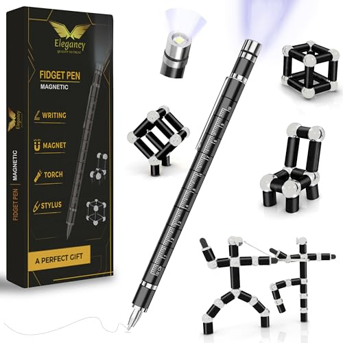 Elegancy Magnetic Fidget Pen Gifts for Teenage Girls Boys Men Women Stocking Fillers Magnetic Pen Toys for 8-16 Years Old Boy Girl Cool Stuff Gadgets (Black 2.0)