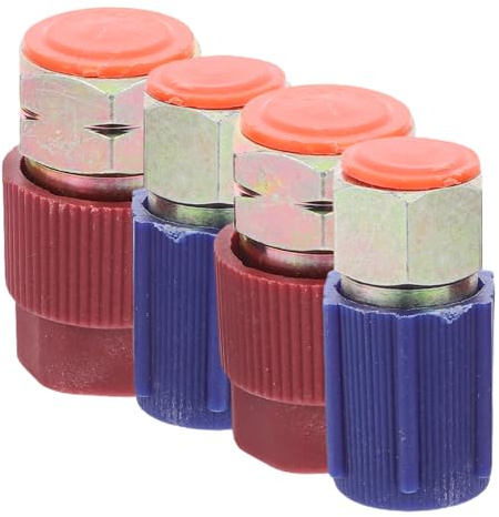 HORIALENCE 4piezas Adaptadores para Coche Kit De Recarga con Conexión Rápida con Válvulas Extraíbles y Tapa Protectora para Conversión a Adecuado para Reparación De Aire Acondicionado