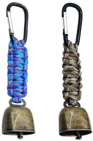 FIMWOLZ Lot de 2 Cloches Anti-Ours en Métal Vintage Mini Cloches de Vache pour Randonnée, Anti-Perte en Cuivre, Accessoire de Sac à Dos, Cloches pour Chiens et Décorations Extérieures