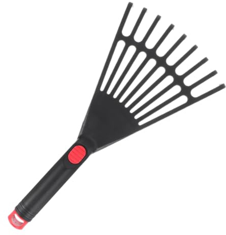 LOORGVEL Râteau de Jardin Plastique Petit avec Manche Outil de Jardinage pour Ramassage Entretien de Parterre