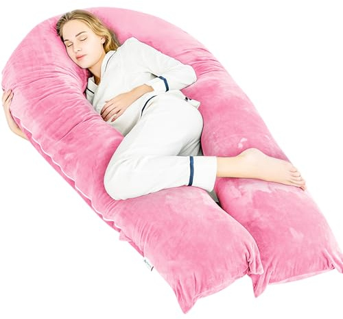 Avalo Schwangerschaftskissen XXL 280 cm - U-Form Seitenschläferkissen - Ergonomisches Body Pillow - Stillkissen & Körperkissen für Schwangere - Rosa