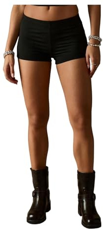 RoseSeek Women's Low Rise Booty Shorts Elastic Waist Skinny Y2K Mini Shorts Hot Pants Streetwear Black X-Small