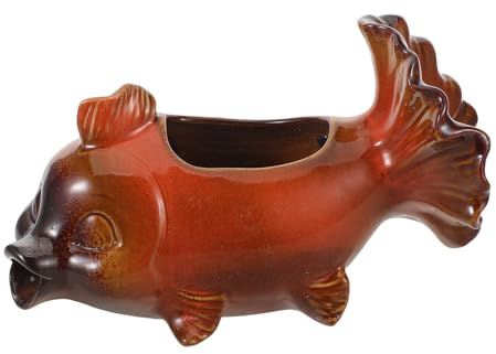 Hemobllo Statue de Poisson Koi Céramique avec Filtration Intégrée Fontaine Déco Spitter pour Bassin Extérieur Sculpture Carpe Japonaise pour Jardin et Patio Décoration Micro Paysage