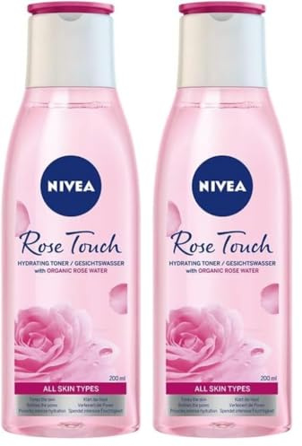 NIVEA Rose Touch Gesichtsfeuchtigkeitsspendende Tonikum mit organischem Rosenwasser 200ml (Packung mit 2)