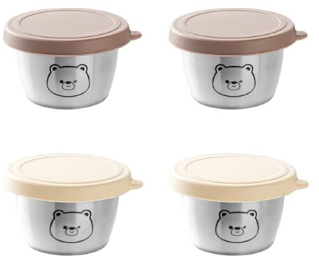 Vauki 4 Pezzi Piccole Scatole con Coperchio, Scatola Mini Tupper- ware per Alimenti con Coperchio in Plastica, Scatole di Conservazione a Prova di Perdite per Spezie, Salse, Dip e da Portare