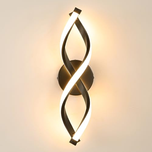 MELAYR LED Wandlampe Moderne 15W, 3000K Wandleuchte Innen 1500lm CRI≥80, Wandbeleuchtung für Wohnzimmer, Schlafzimmer, Flur und Treppen Schwarz
