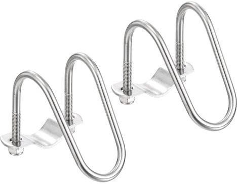 sourcing map 2pcs Cross Pipe Clamp 25mm x 25mm (0.98) M6 304 Stainless Steel U-Shaped Tube Buckle Crossover Steel Pipe Connector for Farm Greenhouse Awning Frames Nursery Fence