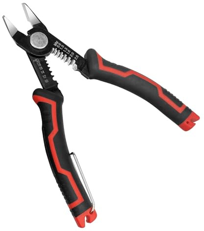 Ravytha Alicates Pelacables 2 en 1, Pelador de Cables Electricos y Crimpadora, Alicates de Corte Diagonal, para Cortar, Pelar, Tenaza Electricista, con Punta Curva, Resorte Oculto y Mangos Ergonomicos