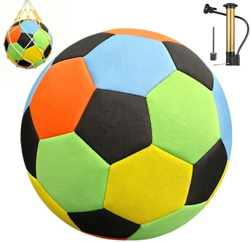 Indoor Soft Football for House Home, Training Ball Standard Size 4, Soft Sponge Foam Soccer Ball with Pump, Needle and Mesh Bag for Inside Your Home and Yard