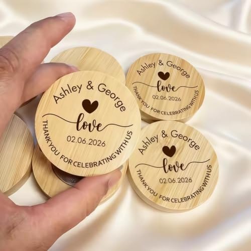 Abrebotellas Personalizado, Abridor De Botellas Magnético De Madera Redondo | Regalo De Boda Personalizada For Invitados, 5-100 Piezas, Regalo De Recuerdo De Fiesta