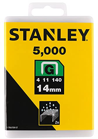 Stanley Klammern Typ G 14 mm, Klammern aus Flachdraht für Elektro- und Handtacker Typ G, 5000-Stück, 1-TRA709-5T