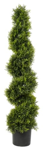 Best Artificial 120cm 4ft Cedar Conifer Spiral Topiary Tree **UV Fade Protected**