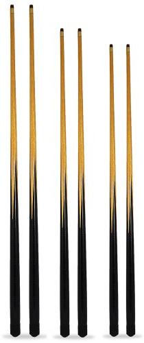 SGL Pool Snooker Cues with 11mm Screw-On Tips, 36/48/52 Inch Lengths, Solid | 11mm screw-on tips, 2 cues each at 36/48/52 inch sizes, solid pattern, complementary tips included