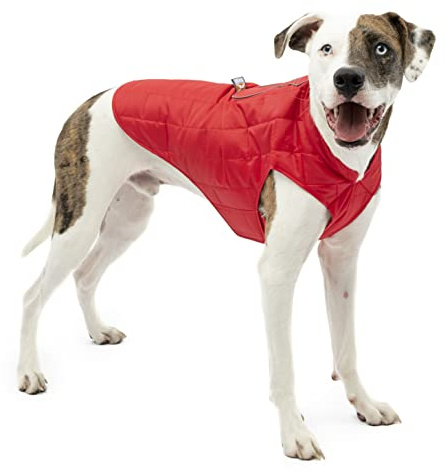 Kurgo Loft - Chaqueta Reversible para Perros - para Exteriores, Resistente al Agua, Ajuste Deportivo y Lavable a Máquina - Rojo Chili - Talla M