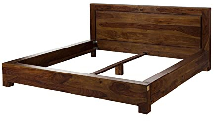 MASSIVMOEBEL24.DE Bett Sheesham braun lackiert Metro Life #135 | 160x222x90 cm (BxTxH) 64 kg Modern zerlegt vollmassiv