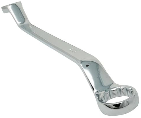 Dapetz ® Offset Double Ring Spanner 21mm x 23mm Metric Ring Deep Bi-Hex Swan Neck Wrench Chrome Vanadium Steel Slim Profile Repairing Tool for Tight Narrow Spaces Silver