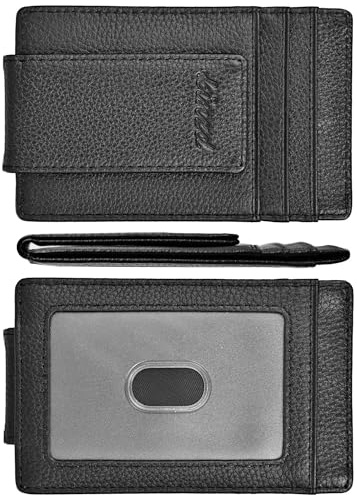 kinzd Money Clip, Front Pocket Wallet,Leather RFID Blocking Strong Magnet thin Wallet, A Litch Pattern Black, One Size