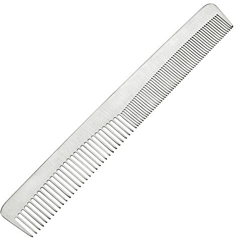 Faleto Gratis Gravur, Profi Schneidekamm Haarschneidekamm Anti-Statik Friseur Kamm Frisierkamm Metallkamm für Damen und Herren aus Metall, Weiß - Personalized Kundenspezifische Gravur (#06, 175*24mm)