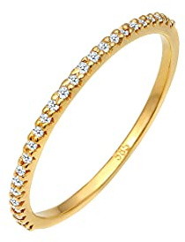 Elli DIAMONDS Ring Damen Geo Microsetting mit Diamant (0.125 ct.) in 585 Gelbgold