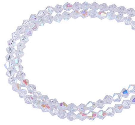 NBEADS 10 Strands of 4mm Imitate Austrian Crystal Faceted Glass Beads Bicone Beads Ab Color Plated for Necklace Earrings Jewelry Making Decoration