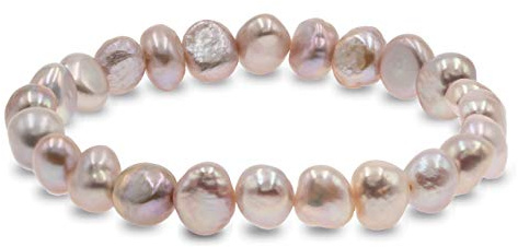 Secret & You Bracciale perle coltivate d'acqua dolce barocche bianche o colorate - Le perle sono 8-9 mm - 18cm di fascia elastica - Disponibile in diversi colori