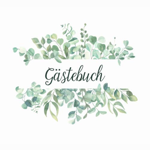 GÄSTEBUCH EUKALYPTUS: Gästebuch mit Eukalyptus Kranz - Geburtstag, Kommunion, Taufe, Babyparty, Jubiläum, Hochzeit, Konfirmation - Tischdeko