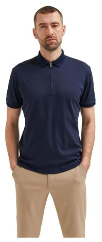SELECTED HOMME Male Polohemd aus Strick Zipper | Knitted polo shirt