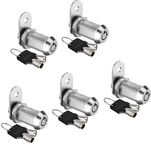 Cam Lock RV Aufbewahrungsschlösser, gleichschließend Schrankschlösser für Aufbewahrungstür an Werkzeugkasten Wohnmobil, Sicherheitsakten und Schublade, Zinklegierung (5 Pack 1-1/8 Inch)