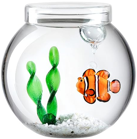 Leonardo Mare Dekoset mit Aquarium, Seegras und Fisch, schwimmender Nemo und standfeste Algen, Fisch Tank mit Ornamenten, Mehrfarbig, 14,3 x 14,9 x 14,9 cm (HxBxT), 059067