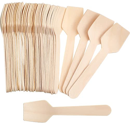 Sieral 1000 Pack 3. 74 Disposable Mini Wooden Spoons Bulk Square End Tasting Sampling Ice Cream Spoons for Tasting Yogurt, Ice Cream, Dessert