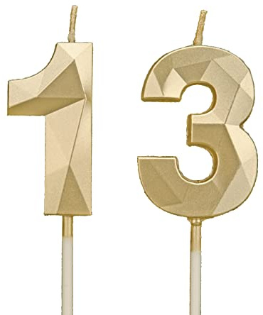 Velas 13 cumpleaños, velas con número oro, decoraciones para tartas de cumpleaños, bodas, aniversarios de empresa