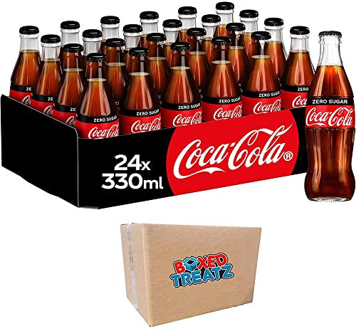 Coke Zero Glass Bottles 24x330ml Coca Cola Zero Glass Bottles 330ml Sparkling Low Calorie Soft Drink 24 Glass Bottles Boxed Treatz