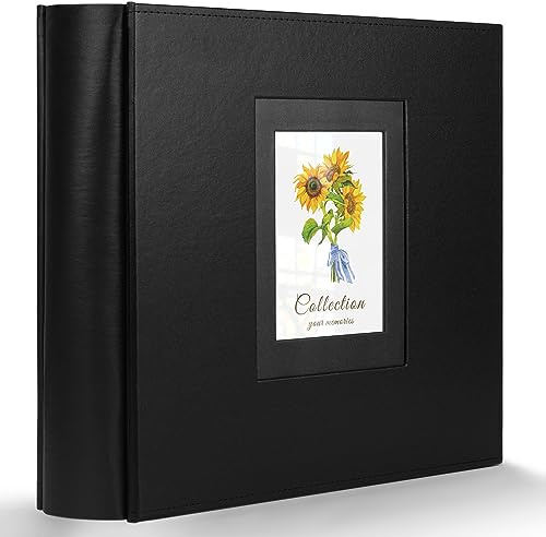 Photo Album 4x6 1000 Photos, Leather Cover Extra Large Capacity Wedding Family Graduation Baby Anniversary Vacation Birthday Christmas Holds 4x6 Pictures(Black, 1000 Pockets)