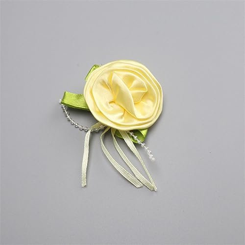 LIBERGA 100 Stück 5cm Künstliche Blumen, Kleidungsdekorationszubehör, Bandblütenköpfe, Ästhetische Kunstblumen Zur Herstellung Von Ansteckblumen, Gelb