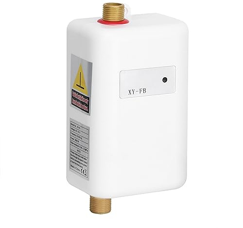 Hot Water Heater, Tankless Hot Water Heater Compact Efficient with LED Indicator, Adjustable Temperature, Stainless Steel for Bathroom Kitchen Washing (UK Plug 220V)