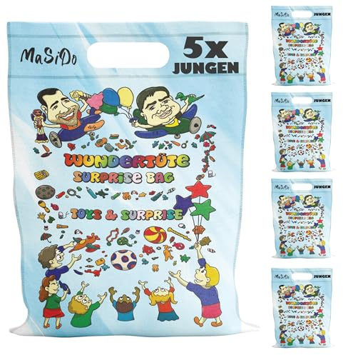 5x MaSiDo Wundertüte für Jungen, beinhaltet je 2 Zeitschriften + Extras, Überraschungstüte für Kinder, Ideal als Geschenk & Mitbringsel