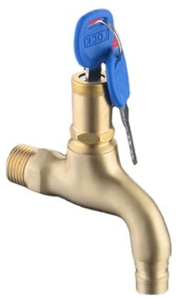 Wasserhahn Waschmaschine Diebstahlsicherer Abschließbarer Schlüsselhahn Für Badezimmer Im Freien 1/2 Zoll Schnell Zu Öffnender Einzelner Kaltwasser-Mopppool Für Öffentliche Plätze Messingfarben