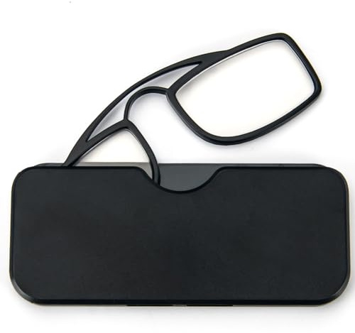 MMOWW Gafas de Lectura sin Patillas Unisex Diseño de Nariz de Clip Gafas de Lectura Portátiles Diseño Flexibles e Irrompibles Compactas (Negro, +1.5)